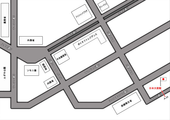 在タジキスタン日本国大使館野地図