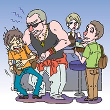 旅行者（と称する者）と意気投合し、誘われるままにバーへ行き、とんでもない金額を請求され支払うハメに